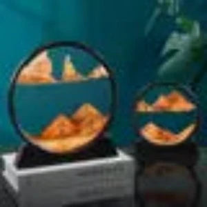 Moving Sand Art Picture Round Glass 3D Hourglass Deep Sea Sandscape In Motion Display Flowing Sand Frame 7 inch For home Decor