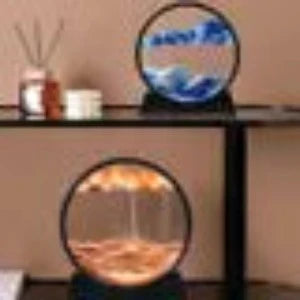Moving Sand Art Picture Round Glass 3D Hourglass Deep Sea Sandscape In Motion Display Flowing Sand Frame 7 inch For home Decor
